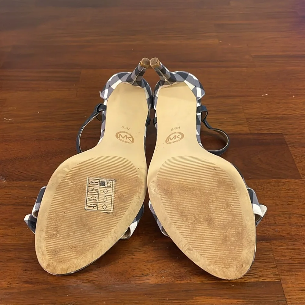 Michael Michael Kors Womens Pippa Leather Open Toe heels. Size 8.5M. Checkered - Picture 12 of 15